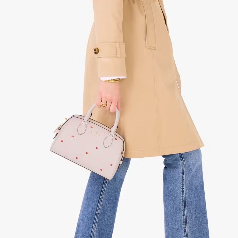 Kate Spade Madison Heart Studs Small Dolly Duffle, Powdered Sugar - Picture 2 of 6